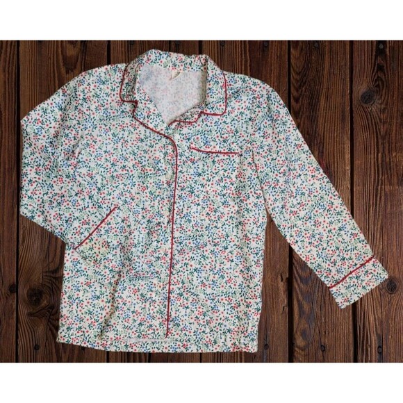 Crewcuts Youth Girls Pajama Set MED 8/9 Button Up Set Holiday Floral Christmas - Picture 2 of 6